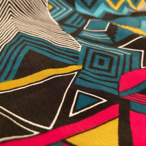 Allen B. Sleeveless Geometric Print Teal Gold Mustard Magenta Top Blouse Large - Picture 7 of 10